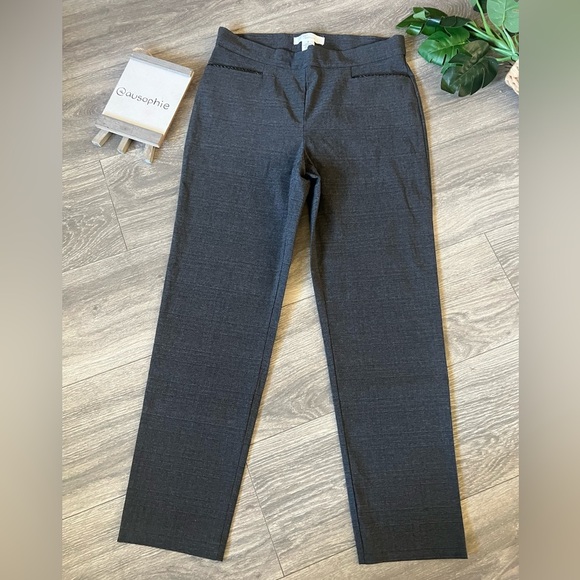 89th & Madison Comfort Stretch Braid Detail Trousers in Patterned Grey. Size 6 - Picture 1 of 9